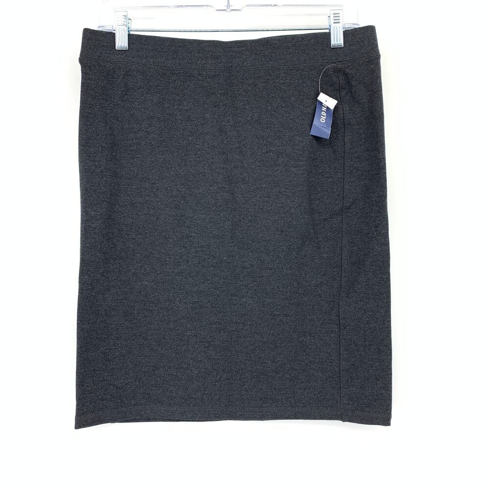 Old Navy Pull On Pencil Skirt Womens Size Medium Dark Gray Elastic Waist NEW